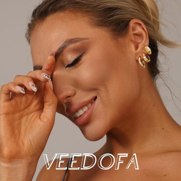 🆕 Women Gold Small Hoop Earrings Trendy Chunky Multiple Piercing Jewelry Gift - Picture 5 of 7